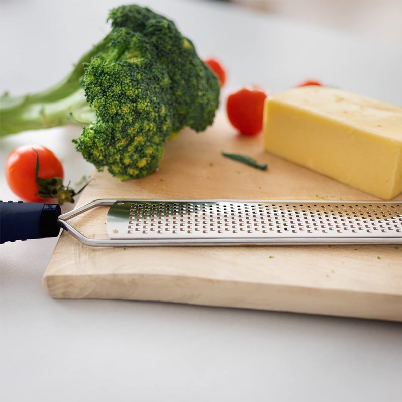 Deiss PRO Lemon Zester & Heavy Duty Cheese Grater & Vegetable Grater - Parmesan Cheese  Lemon  Garlic  Nutmeg  Chocolate  Fruits  Vegetables  Ginger Grater - Stainless Steel Cheese Shredder - Black - Image 3